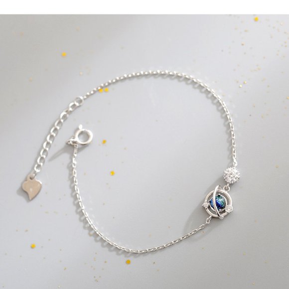 NEW 925 Sterling Silver Diamond Planet Bracelet - Picture 7 of 7